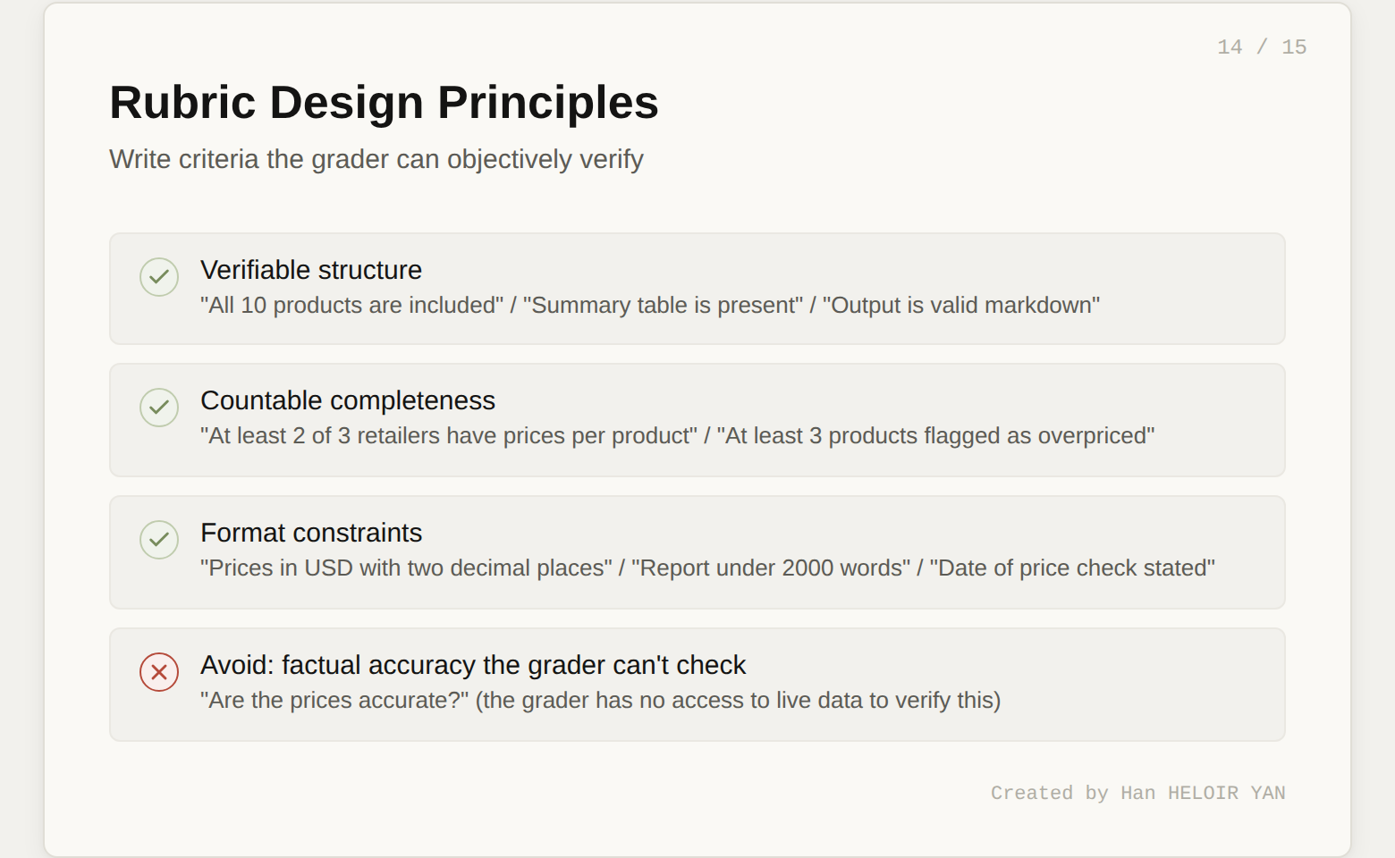 Rubric Design Principles